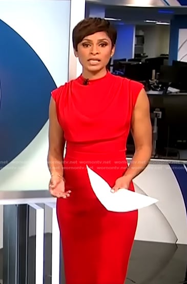 WornOnTV: Jericka’s red sheath dress on CBS Evening News | Jericka ...