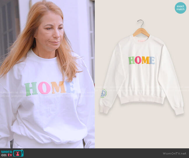 Home Pullover Sweatshirt by Jill & Ally worn by Jill Zarin on The Real Housewives Ultimate Girls Trip