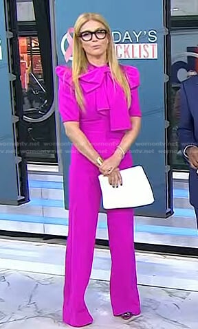 Jill’s pink tie neck jumpsuit on Today