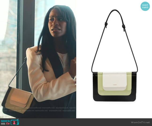 Jil Sander Echo Colorblock Leather Shoulder Bag worn by Jessie (Nneka Okafor) on Everythings Trash