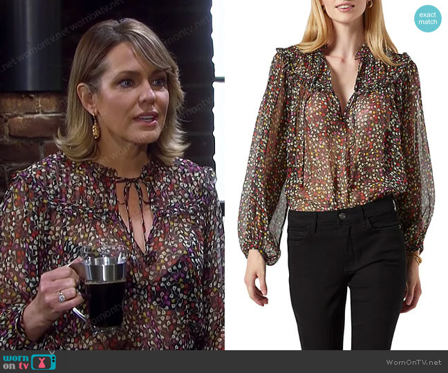 Joie Epworth Silk Blouse worn by Nicole Walker (Arianne Zucker) on Days of our Lives