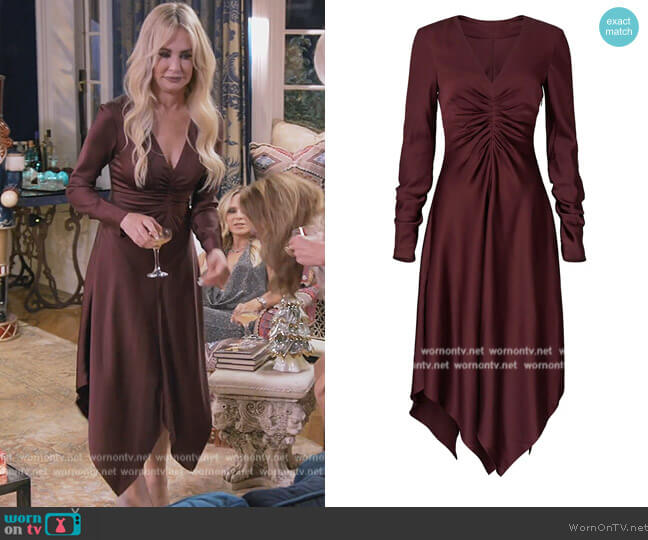 Jonathan Simkhai Crepe Back Satin Handkerchief Dress worn by Taylor Armstrong on The Real Housewives Ultimate Girls Trip