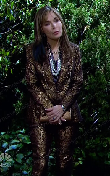 Kate's metallic paisley blazer and pants on Days of our Lives