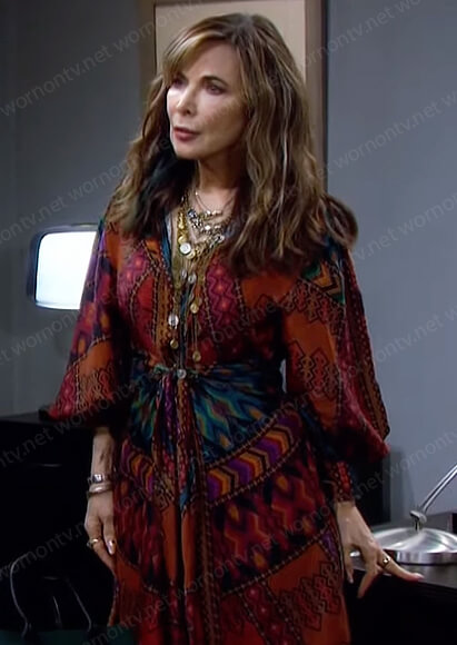 Kate's printed tie waist shirtdress on Days of our Lives