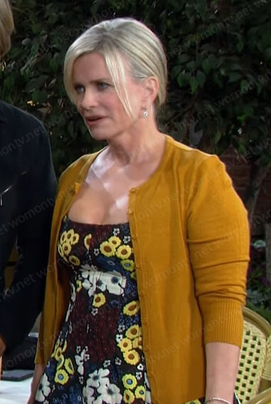 Kayla's floral square neck dress on Days of our Lives