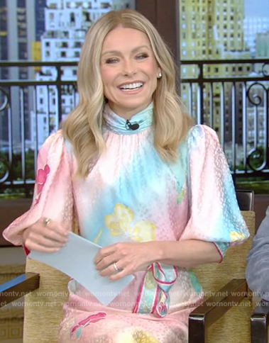 Kelly’s rainbow printed dress on Live with Kelly and Ryan