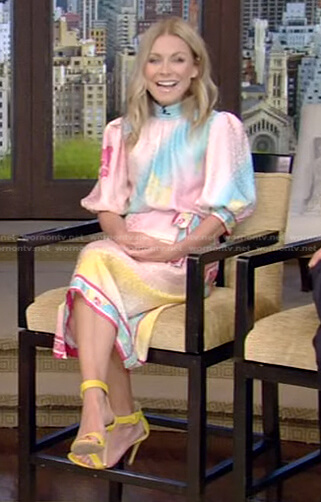 Kelly's rainbow printed dress on Live with Kelly and Ryan
