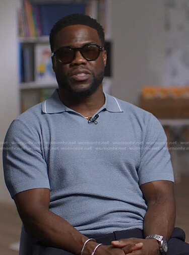 Kevin Hart’s blue polo shirt on Today