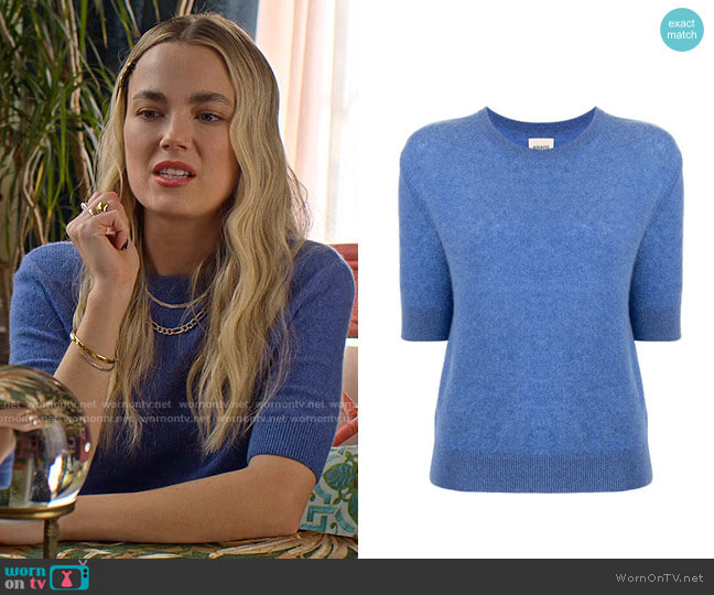 Khaite Dianna Sweater in Sky Blue worn by Maggie (Rebecca Rittenhouse) on Maggie