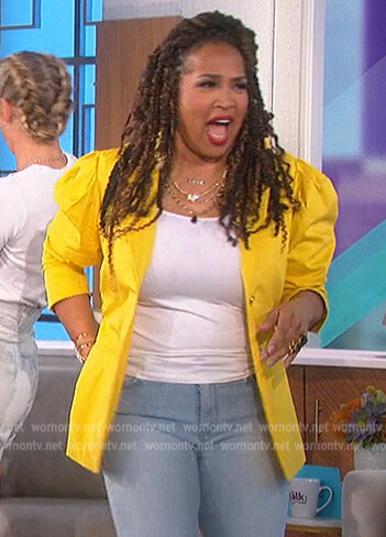 WornOnTV: Kim Whitley’s yellow puff sleeve blazer on The Talk | Clothes ...