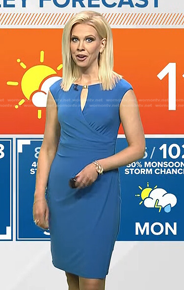 Krystle Henderson’s blue keyhole sheath dress on Today