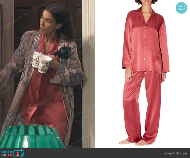 Silk Pajamas in Rose Noisette by La Perla worn by Hope Williams (Kristian Alfonso) on Days of our Lives