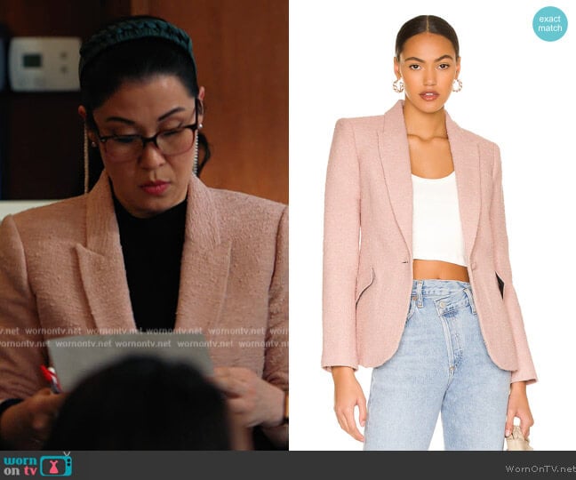 L'Agence Chamberlain Boucle Tweed Jacket worn by Sherri Kansky (Ruthie Ann Miles) on All Rise