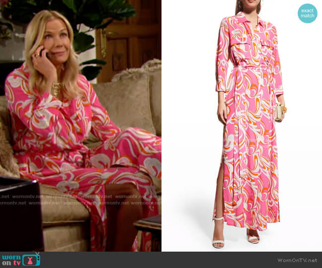 L'Agence Cameron Shirtdress in Orangeros worn by Brooke Logan (Katherine Kelly Lang) on The Bold and the Beautiful