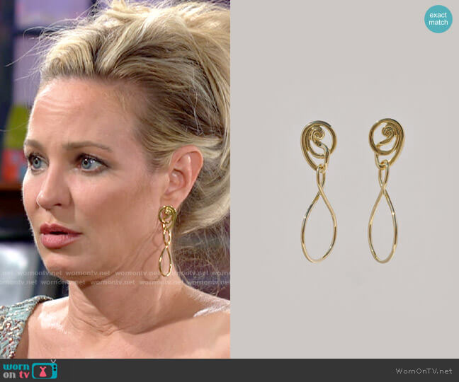 Leigh Miller Brass Orso Hoops worn by Sharon Newman (Sharon Case) on The Young and the Restless