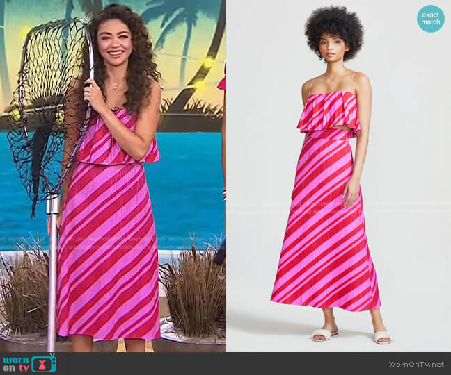 Lela Rose Pleated Taffeta Crop Top and Skirt worn by Sarah Hyland on Today