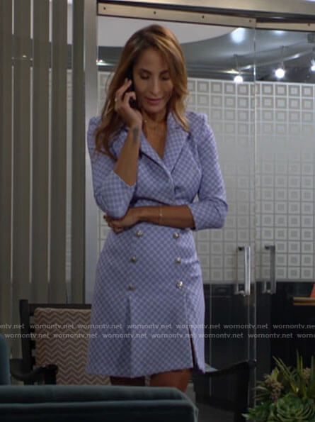 Lily’s purple printed blazer dress on The Young and the Restless