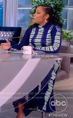 Lindsey Granger's blue tie dye top and skirt on The View