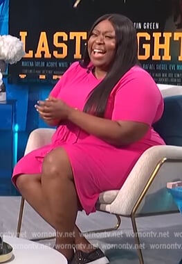 Loni's pink drape front dress on E! News Daily Pop