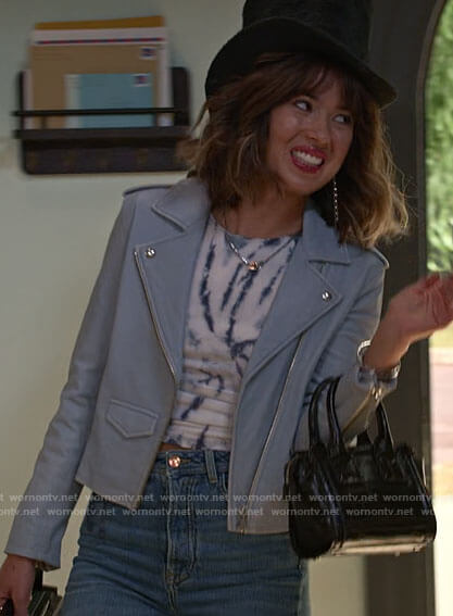 Louise's light blue leather jacket on Maggie