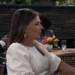 Lucy’s white belted puff sleeve dress on General Hospital