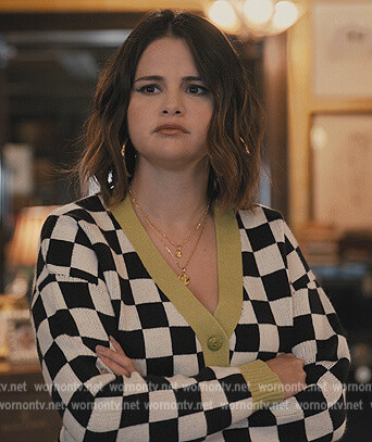 Mabel's checkerboard cardigan on Only Murders in the Building