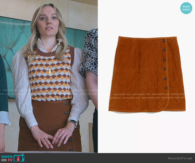 Madewell Curvy Corduroy Quilted Mini Skirt worn by Claire Badgley (Seri DeYoung) on Good Trouble