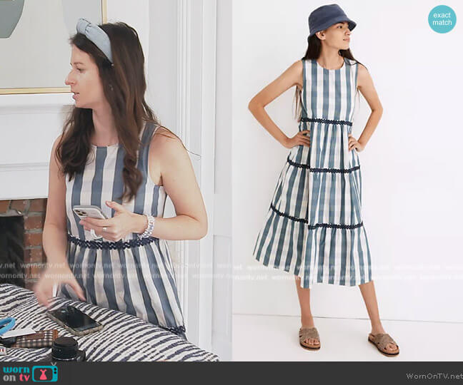 Rickrack Cattail Tiered Dress in Gingham Check by Madewell worn by Sara on Southern Charm