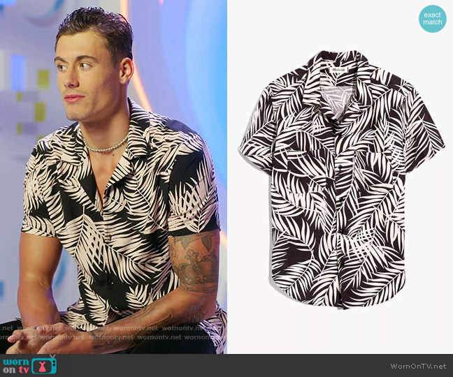 Madewell Easy Camp Shirt in Fern Fronds worn by Isaiah Campbell on Love Island USA