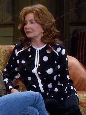 Maggie's black spot print blouse on Days of our Lives