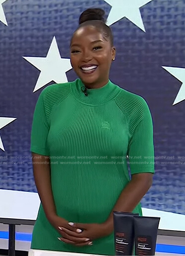 Makho’s green ribbed dress on Today