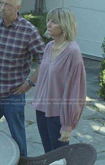 Maria's pink balloon sleeve blouse on Maggie