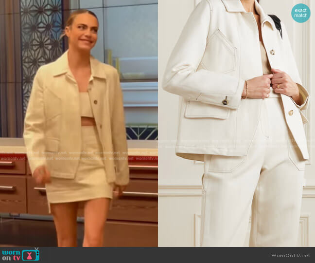 Max Mara Foglia Cotton and Linen-Blend Jacket worn by Cara Delevingne on Live with Kelly and Ryan