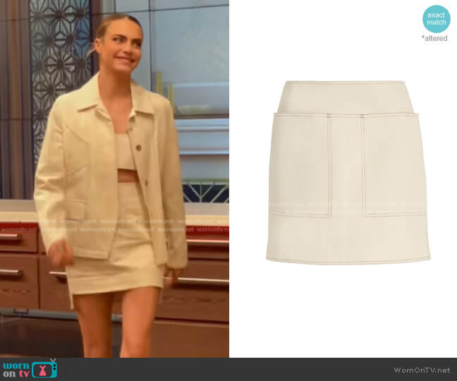 Max Mara Soraia Cotton-Linen Mini Skirt worn by Cara Delevingne on Live with Kelly and Ryan