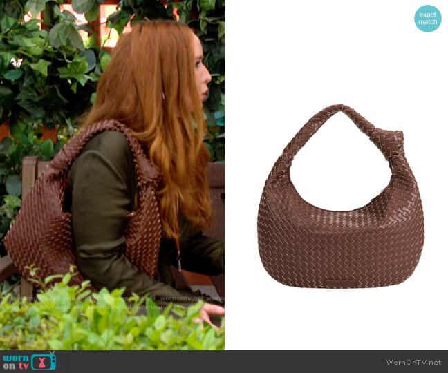 Melie Bianco Brigitte Bag in Chocolate worn by Mariah Copeland (Camryn Grimes) on The Young and the Restless