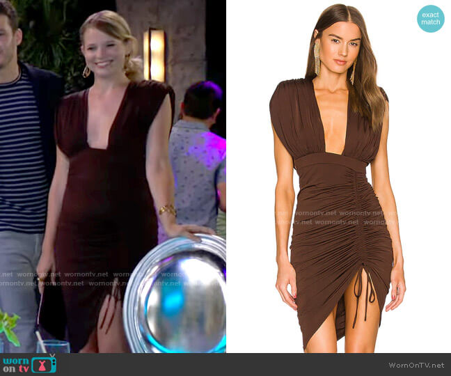 Michael Costello x Revolve Bennie Mini Dress worn by Summer Newman (Allison Lanier) on The Young and the Restless