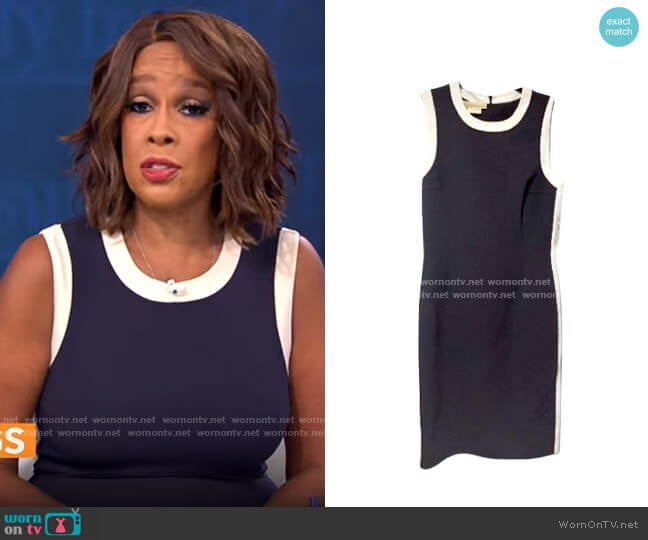 Michael Kors Contrasting Dress worn by Gayle King on CBS Mornings