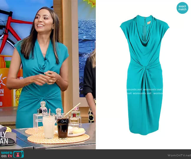 Michael Kors Collection Sleeveless Cowl-Neck Jersey Dress worn by Dr. Holly Phillips on Live with Kelly and Ryan