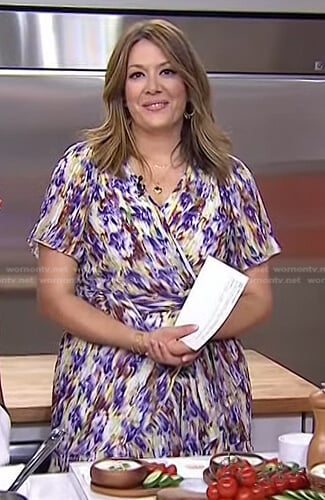 Michelle Collins’s abstract print wrap dress on Today