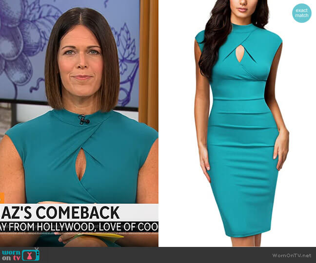 Miusol Slim Style Work Pencil Dress in Acid Blue worn by Dana Jacobson on CBS Mornings