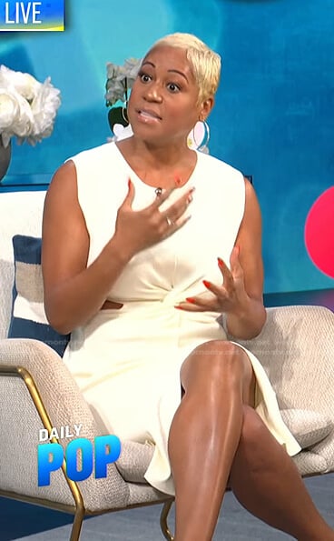 Monique’s white twist cutout dress on E! News Daily Pop