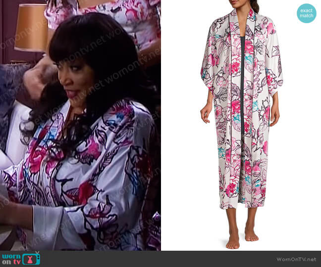 Floral Satin Robe by Natori worn by Paulina Price (Jackée Harry) on Days of our Lives