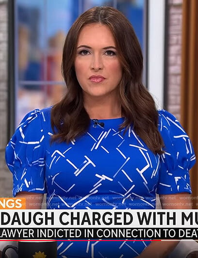 Nikki Battiste's blue and white printed dress on CBS Mornings