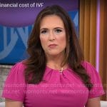 Nikki Battiste’s pink short sleeved sheath dress on CBS Mornings