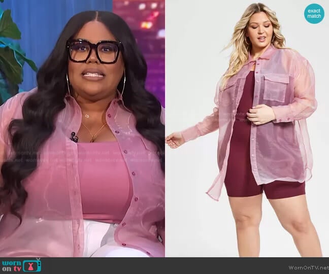 Nina Parker Trendy Plus Size Organza Oversized Shirt worn by Nina Parker on E! News