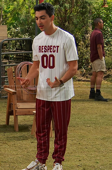 Parker's Respect striped tee and pants on Bunkd