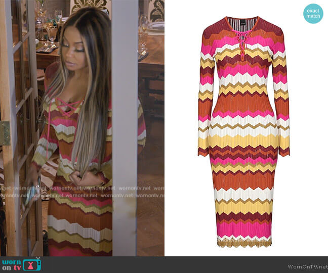 Chevron Stripe Dress by Pinko worn by Phaedra Parks on The Real Housewives Ultimate Girls Trip
