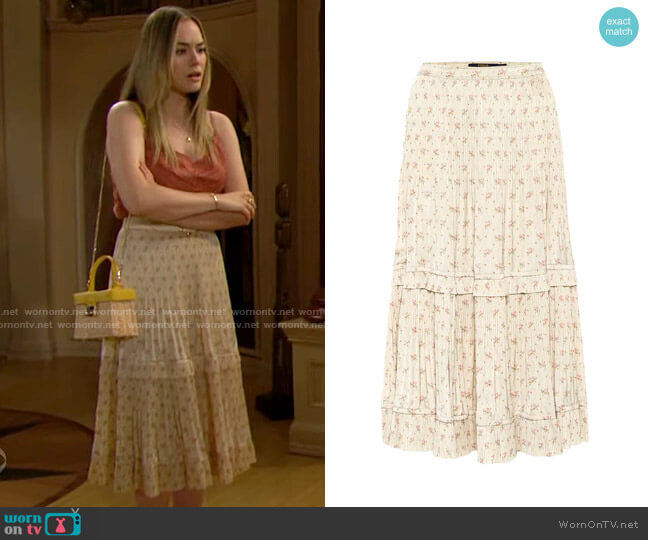 Polo Ralph Lauren Jaclyn Floral Midi Skirt worn by Hope Logan (Annika Noelle) on The Bold and the Beautiful