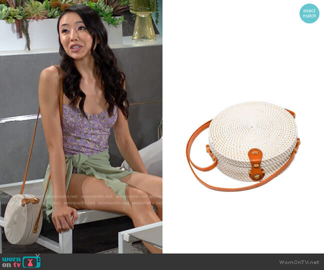 Poppy + Sage Camilla Bag in Palm Leaf worn by Allie Nguyen (Kelsey Wang) on The Young and the Restless