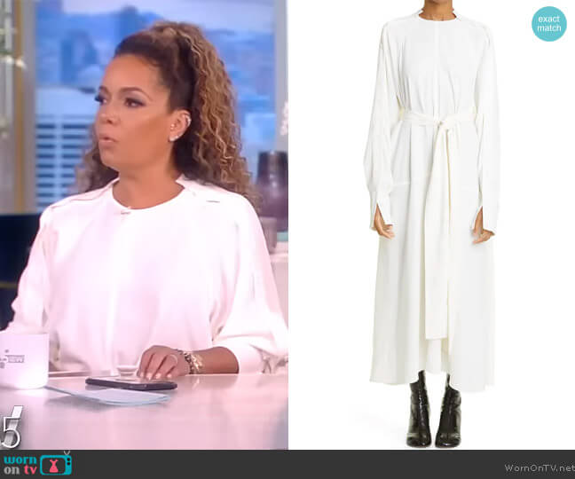 Proenza Schouler Buttoned Long Sleeve Belted Midi Dress worn by Sunny Hostin on The View